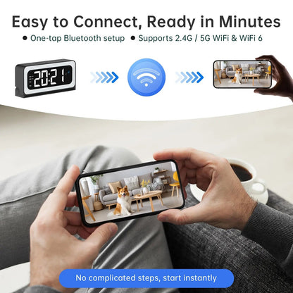 ⚡Hot Sales 49% OFF🔥Smart Digital Clock Camera with Dual Band WiFi (5GHz & 2.4GHz) | Home Security & Real-Time Monitoring System